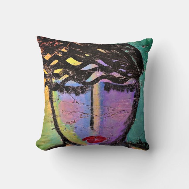 Dreamy Abstract Portrait of a Woman Throw Pillow (Front)
