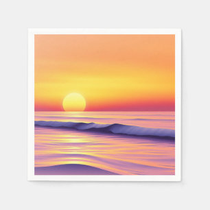 Dreamy Abstract Sunset Over a Tranquil Ocean Scene Napkins