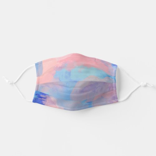 Dreamy Abstract Watercolor Clouds in Blue and Pink Adult Cloth Face Mask