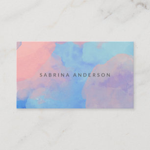 Dreamy Abstract Watercolor Clouds in Blue and Pink Business Card