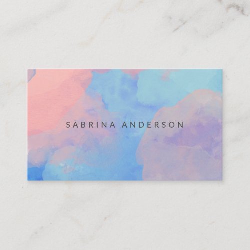 Dreamy Abstract Watercolor Clouds in Blue and Pink Business Card