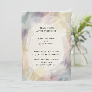 Dreamy Abstract Watercolour Gold Thistle Scottish Invitation