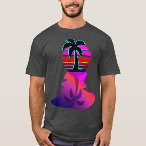 Dreamy Aesthetic Palm Tree Oasis Sun Silhouette T_Shirt