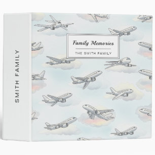 Dreamy Airplane Sky Travel Pattern (1) 3 Ring Binder