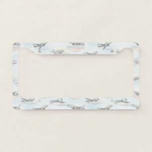 Dreamy Airplane Sky Travel Pattern (1) License Plate Frame