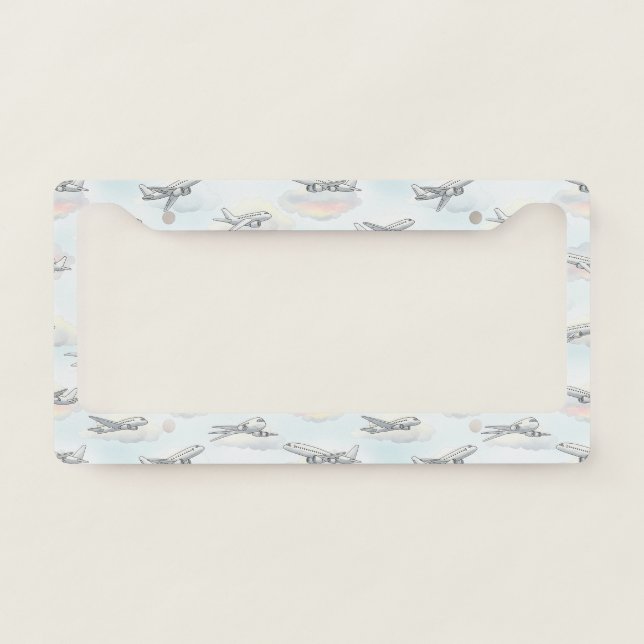 Dreamy Airplane Sky Travel Pattern (1) License Plate Frame (Front)