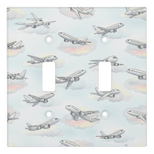 Dreamy Airplane Sky Travel Pattern (1) Light Switch Cover