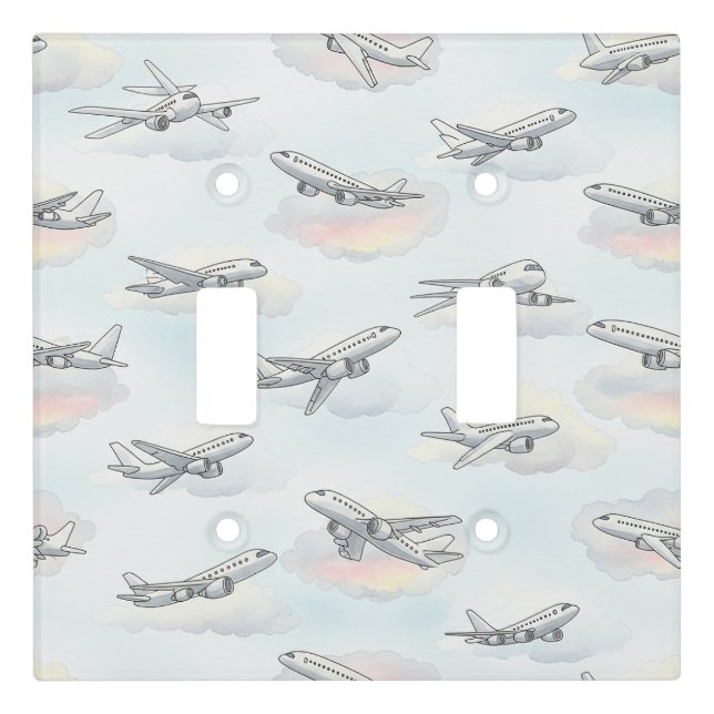 Dreamy Airplane Sky Travel Pattern (1) Light Switch Cover (Front)