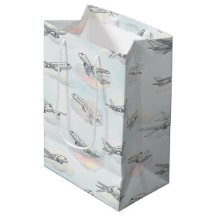 Dreamy Airplane Sky Travel Pattern (1) Medium Gift Bag