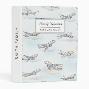 Dreamy Airplane Sky Travel Pattern (1) Mini Binder