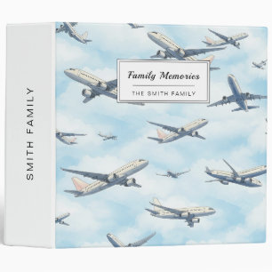 Dreamy Airplane Sky Travel Pattern (2) 3 Ring Binder