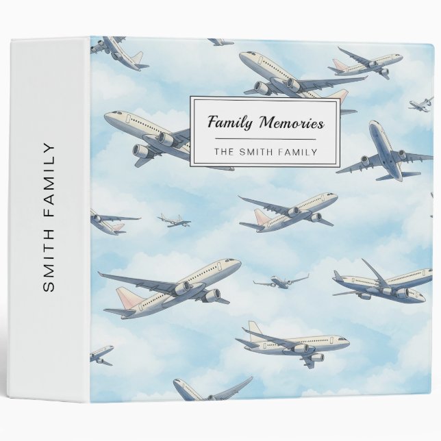 Dreamy Airplane Sky Travel Pattern (2) 3 Ring Binder (Front/Spine)