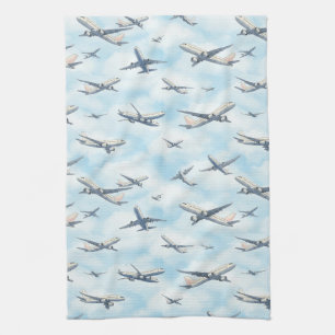 Dreamy Airplane Sky Travel Pattern (2) Kitchen Towel