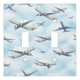 Dreamy Airplane Sky Travel Pattern (2) Light Switch Cover