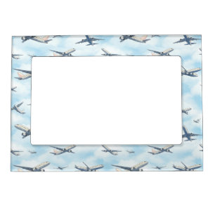 Dreamy Airplane Sky Travel Pattern (2) Magnetic Frame