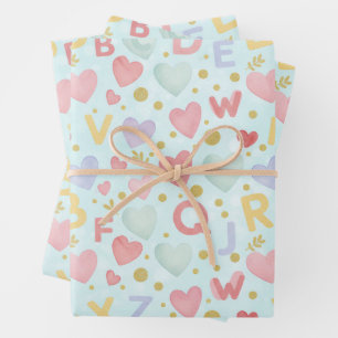 Dreamy Alphabet: Watercolor ABCs on Soft Sky Blue Wrapping Paper Sheets