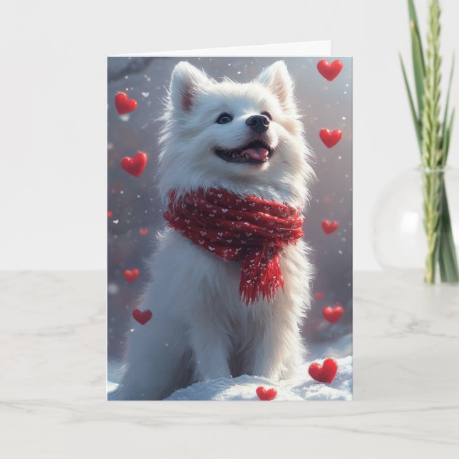 Dreamy American Eskimo Valentine's Day Card (Front)