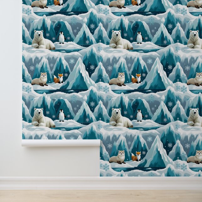 Dreamy Arctic Animal Mural Peel and Stick  Wallpaper (Application)