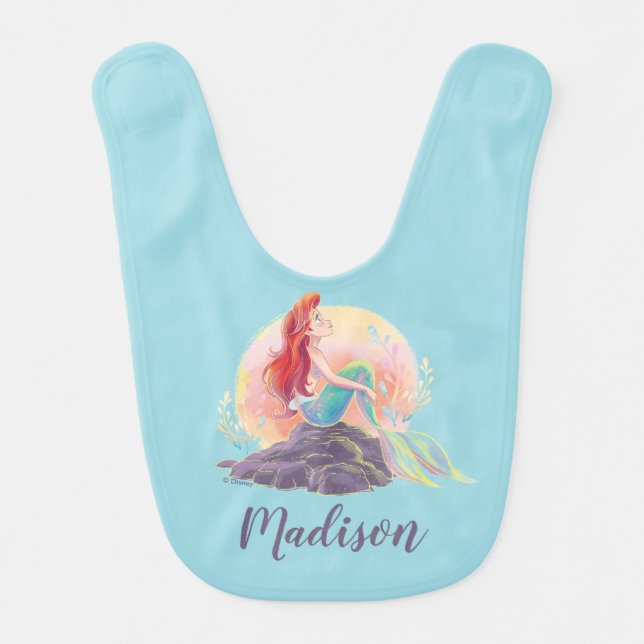 Dreamy Ariel on the Rocks Baby Bib (Front)