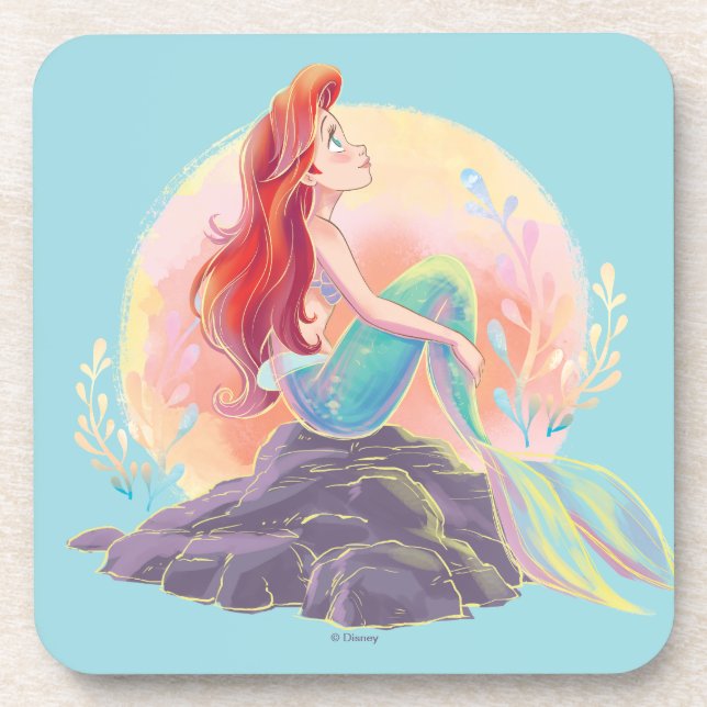 Dreamy Ariel on the Rocks Beverage Coaster (Front)