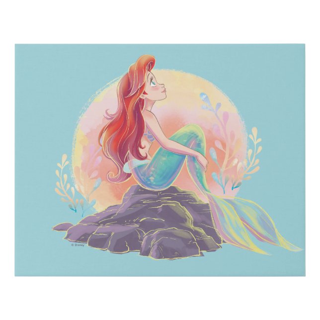 Dreamy Ariel on the Rocks Faux Canvas Print (Front)