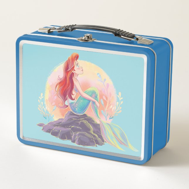 Dreamy Ariel on the Rocks Metal Lunch Box (Front)