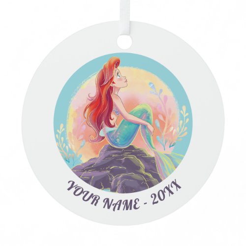Dreamy Ariel on the Rocks Metal Ornament