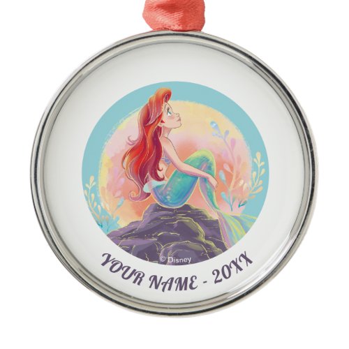Dreamy Ariel on the Rocks Metal Ornament
