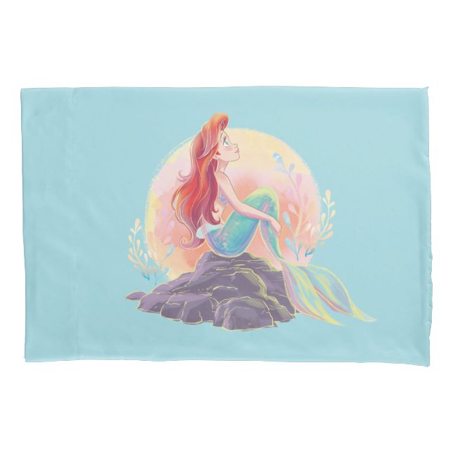 Dreamy Ariel on the Rocks Pillow Case (Front)
