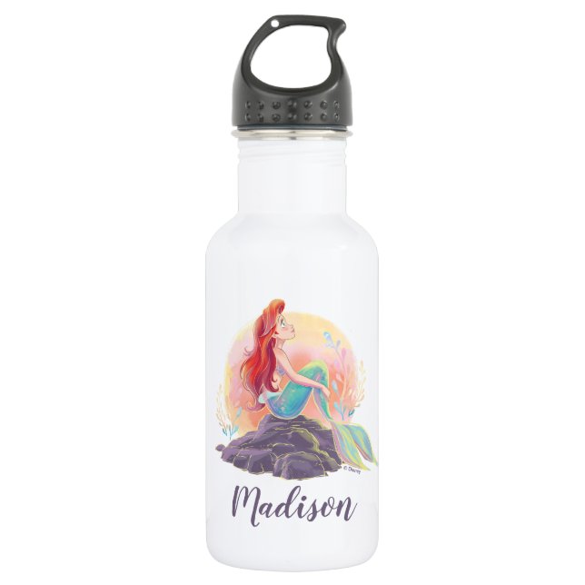Dreamy Ariel on the Rocks Stainless Steel Water Bottle (Front)