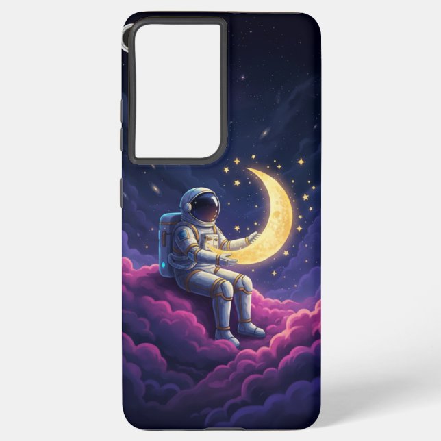 Dreamy Astronaut & Golden Moon - Galactic Magic Il Samsung Galaxy Case (Back)