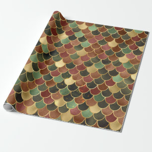 Dreamy Auntumnal & goldcoloured Mermaid scales Wrapping Paper