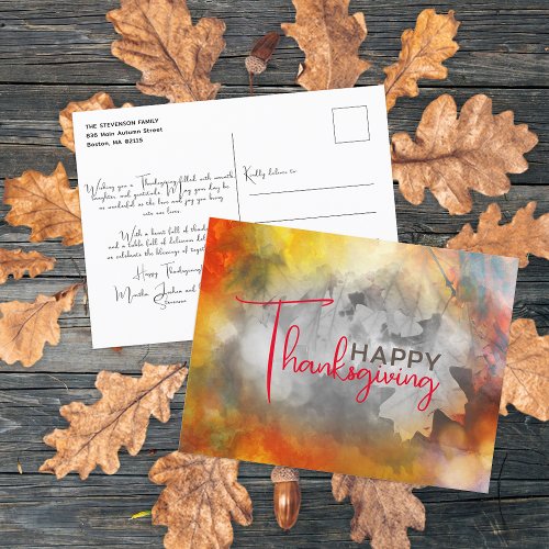Dreamy Autumn Foliage Thanksgiving Message Postcard