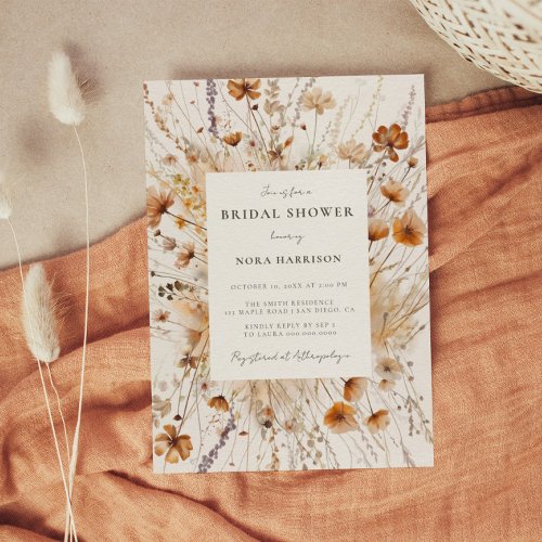 Dreamy Autumn Wildflower Bridal Shower Invitation