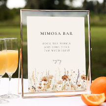 Dreamy Autumn Wildflower Mimosa Bar Sign
