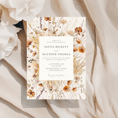 Dreamy Autumn Wildflower Wedding Invitation