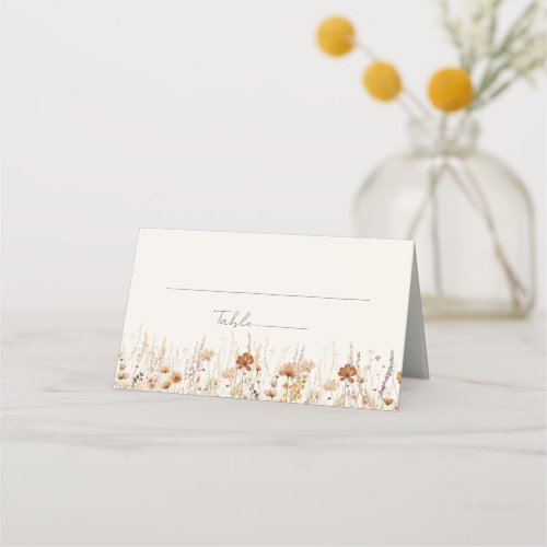 Dreamy Autumn Wildflower Wedding Place Card