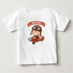 Dreamy Baby Aviator in Red Airplane T-Shirt
