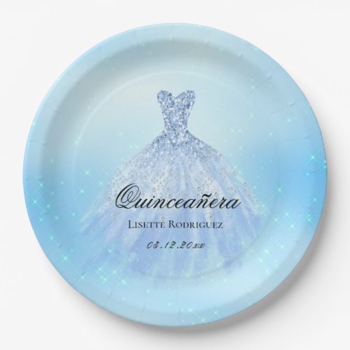 Dreamy Baby Blue Quinceanera Custom Paper Plates