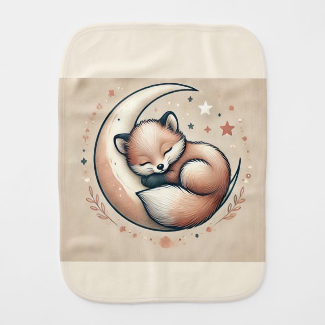 Dreamy Baby Fox Burp Cloth (Front)