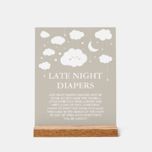 Dreamy Baby Shower Late Night Diapers Game Acrylic Sign
