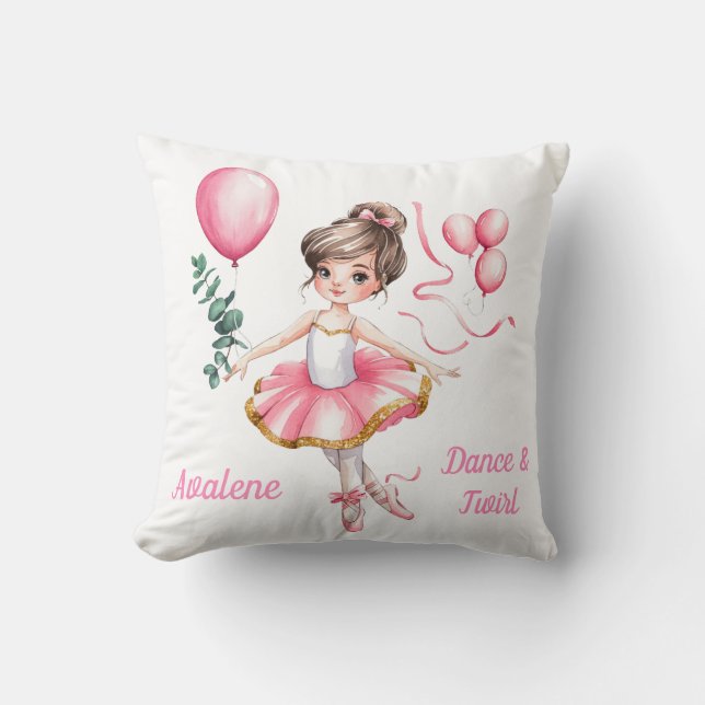 Dreamy Ballerina in Flight Birthday Party Gift Throw Pillow (Front)