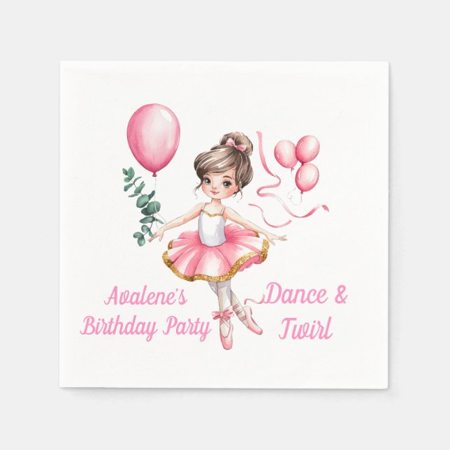 Dreamy Ballerina in Flight Birthday Party Napkins (Front)