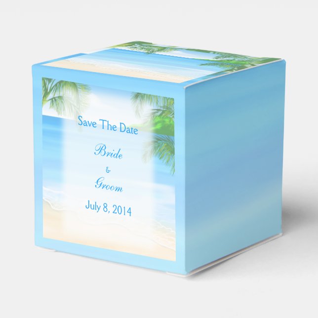 Dreamy Beach Wedding Save The Date Favor Boxes (Back Side)