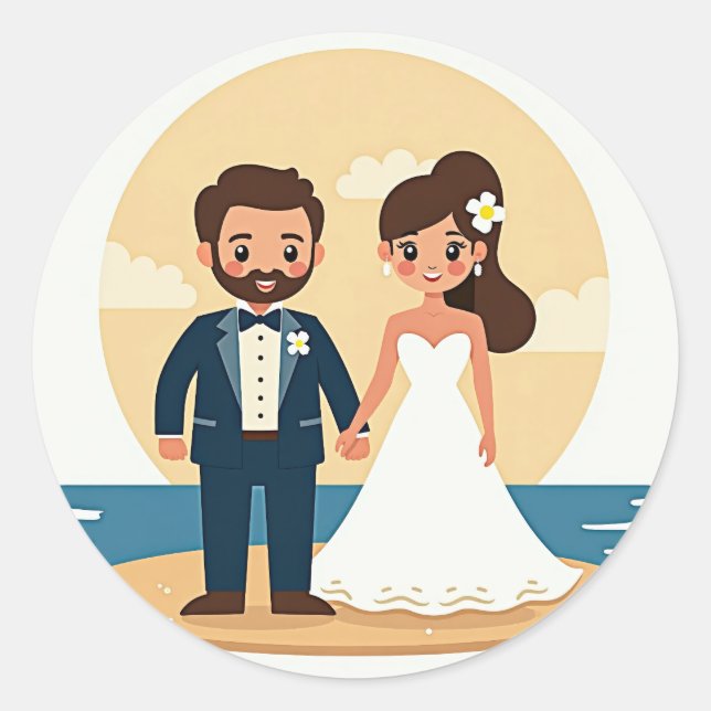 Dreamy Beach Wedding Sticker (Front)