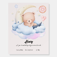 Dreamy Bear Design - Personalized nursery poster
