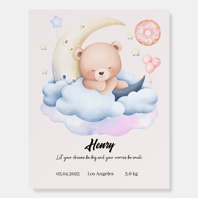 Dreamy Bear Design - Personalized nursery poster (Front)