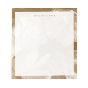 Dreamy beige and White Floral Personalized Notepad