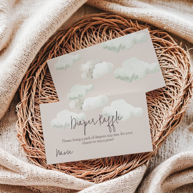 Dreamy Beige Heaven Sent Gender Reveal Diaper Enclosure Card (Creator Uploaded)