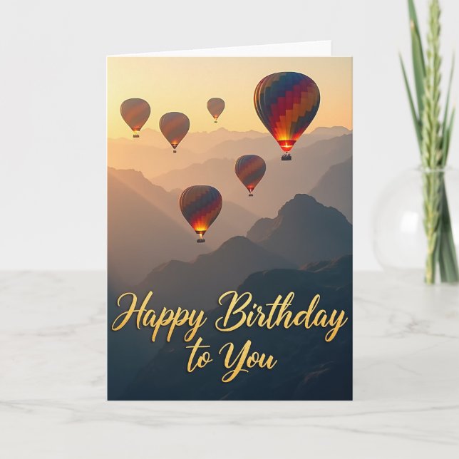 Dreamy Birthday Mountain Balloon Card (Front)